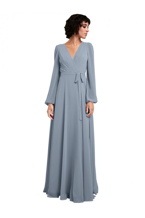 Soft Chiffon V-Neck Long Long Sleeves Bridesmaid Dress / Formal Dress Norwich