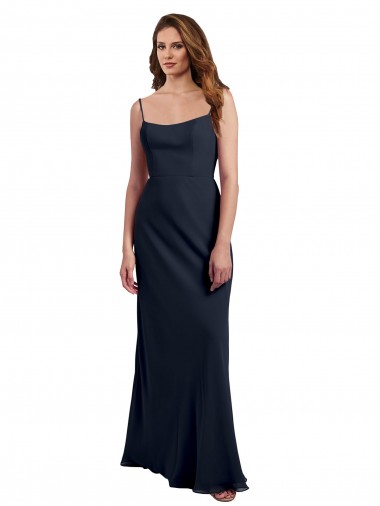 Open Back Soft Chiffon Spaghetti Straps Long Sleeveless Evening Dress / Bridesmaid Dress Norwich