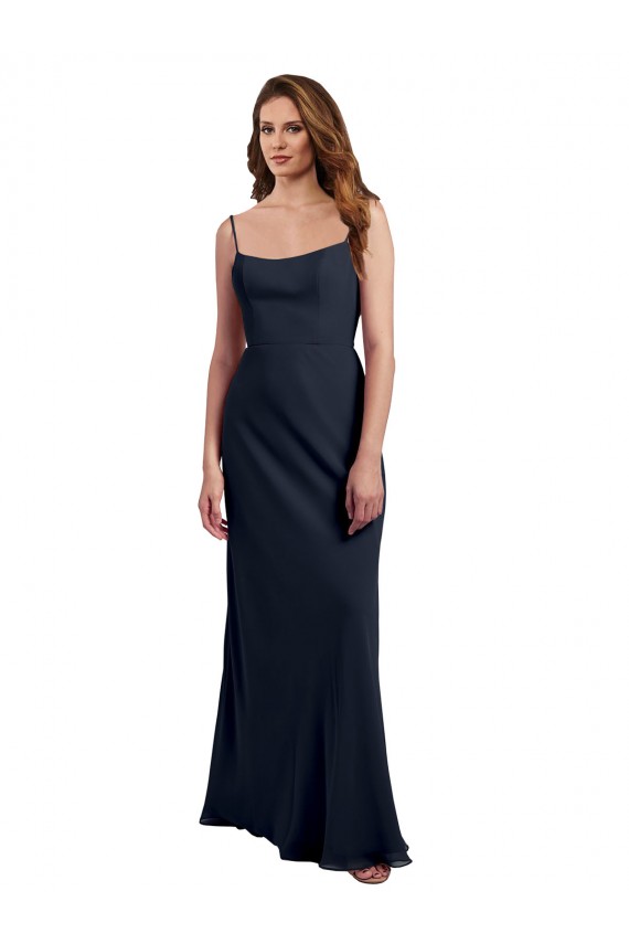 Open Back Soft Chiffon Spaghetti Straps Long Sleeveless Evening Dress / Bridesmaid Dress Norwich