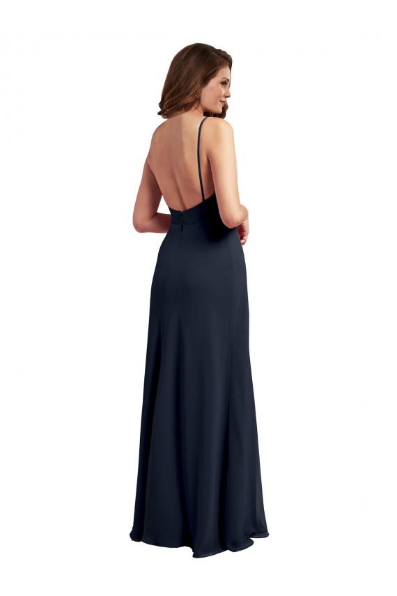 Open Back Soft Chiffon Spaghetti Straps Long Sleeveless Evening Dress / Bridesmaid Dress Norwich