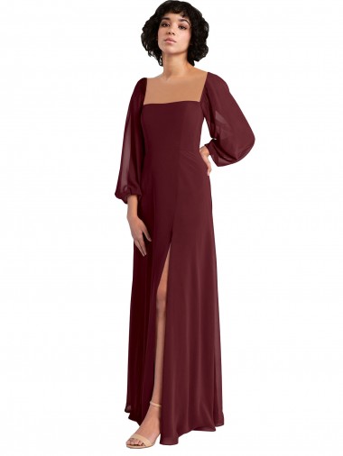 Chiffon Square Neck Long Long Sleeves Bridesmaid Dress / Evening Dress Norwich
