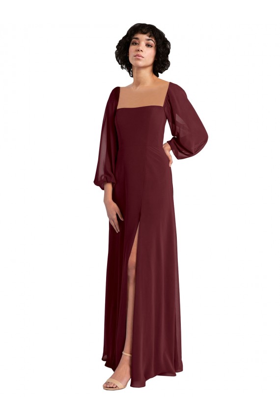 Chiffon Square Neck Long Long Sleeves Bridesmaid Dress / Evening Dress Norwich
