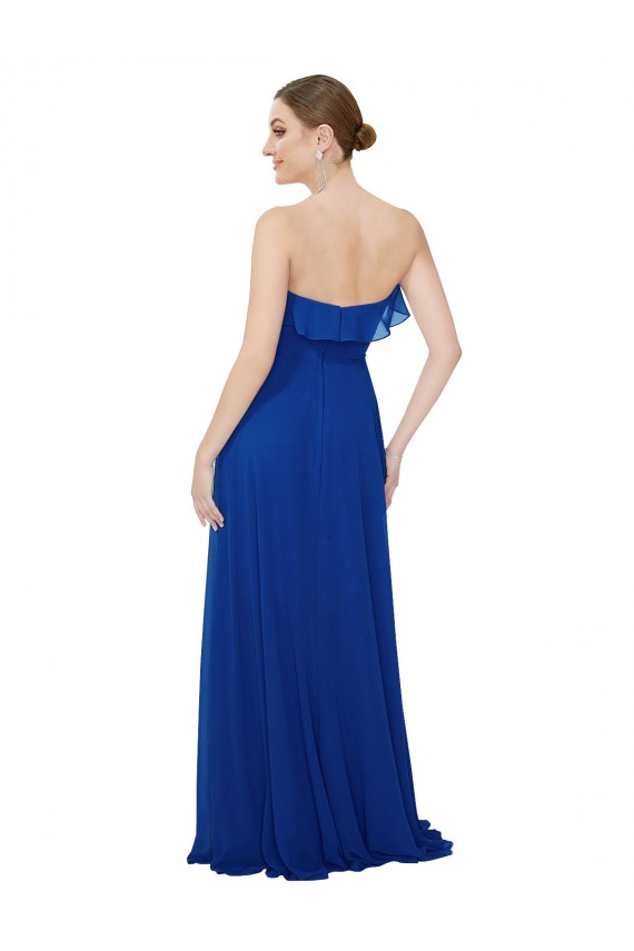Royal Blue Soft Chiffon Sweetheart Long Sleeveless Bridesmaid Dress Norwich