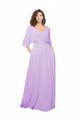 Low Back Lxue Chiffon V-Neck Long Half Sleeves Bridesmaid Dress Norwich
