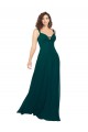Low Back Hunter Soft Chiffon V-Neck Long Sleeveless Bridesmaid Dress Norwich