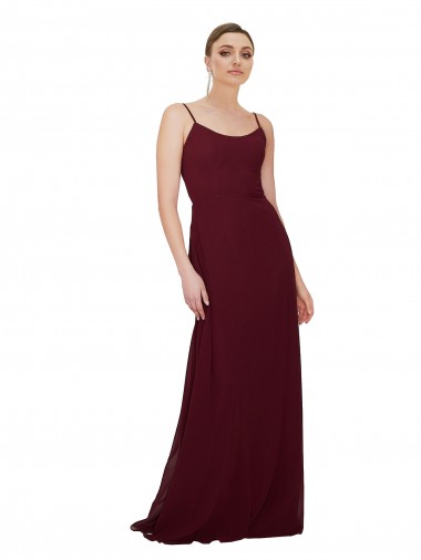 Keyhole Back Soft Chiffon Scoop Neck Long Sleeveless Bridesmaid Dress Norwich