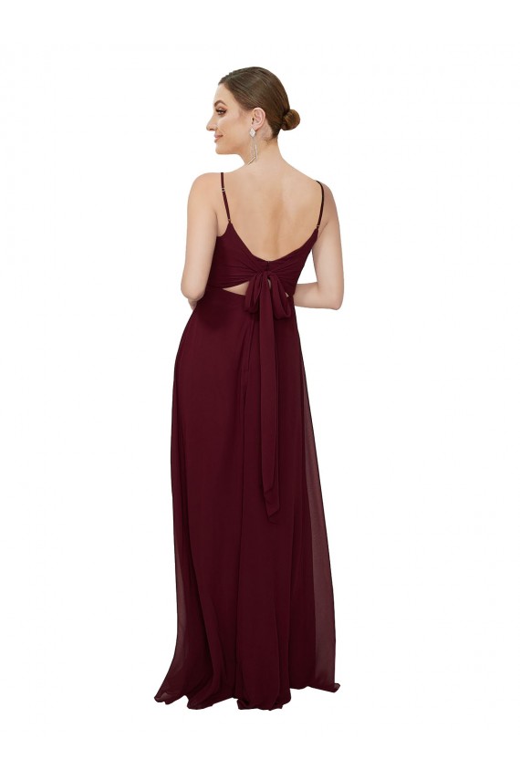 Keyhole Back Soft Chiffon Scoop Neck Long Sleeveless Bridesmaid Dress Norwich