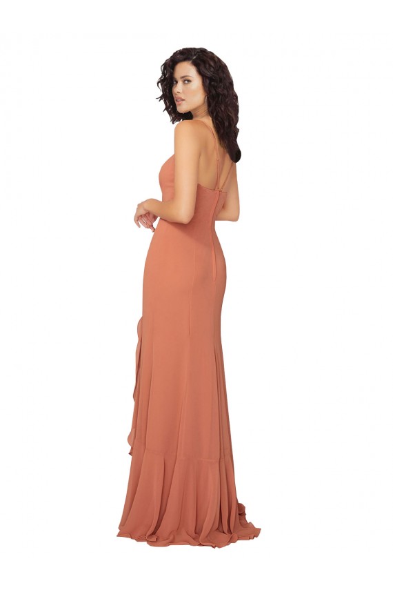 V-Back Soft Chiffon Square Neck Long Sleeveless Bridesmaid Dress Norwich