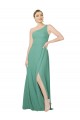 Icelandic Silver Soft Chiffon One Shoulder Long Sleeveless Bridesmaid Dress Norwich