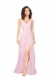 V-Back Barely Pink Soft Chiffon V-Neck Long Sleeveless Bridesmaid Dress Norwich