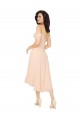 Low Back Soft Chiffon Square Neck Midi Length Cold Shoulder High Low Bridesmaid Dress Norwich