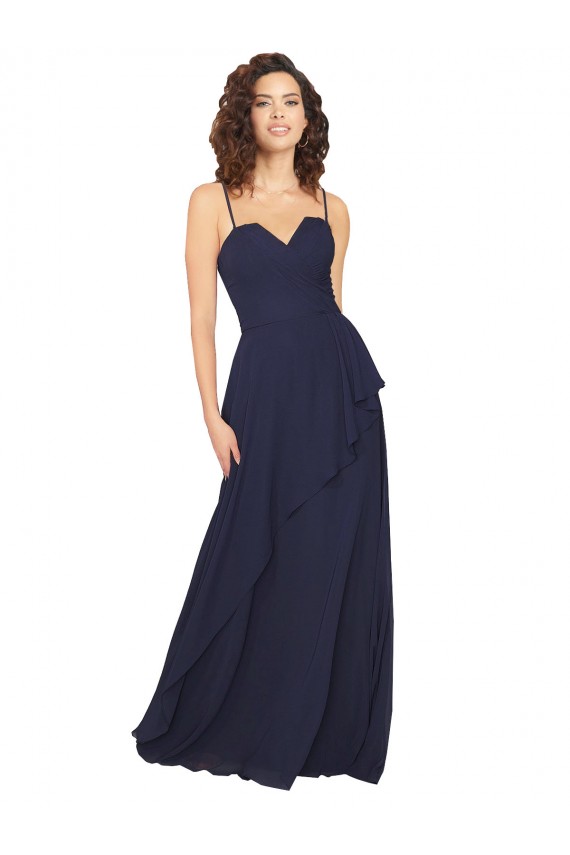Low Back Chiffon V-Neck Long Sleeveless Bridesmaid Dress / Formal Dress Norwich