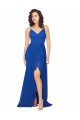 Open Back Royal Blue Soft Chiffon V-Neck Long Sleeveless Evening Dress / Bridesmaid Dress Norwich