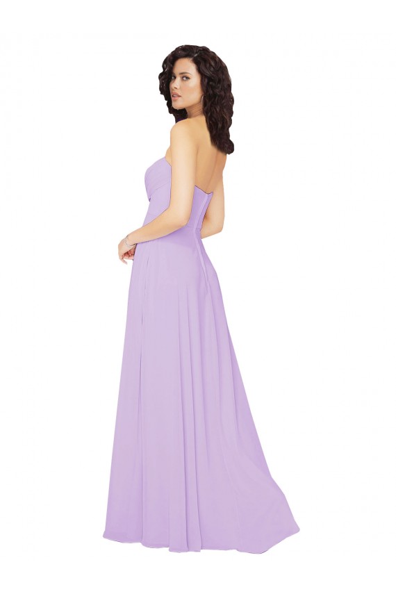 Low Back Lilac Chiffon Sweetheart Long Sleeveless Bridesmaid Dress / Evening Dress Norwich