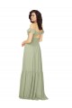 Keyhole Back Soft Chiffon V-Neck Long Cold Shoulder Bridesmaid Dress Norwich