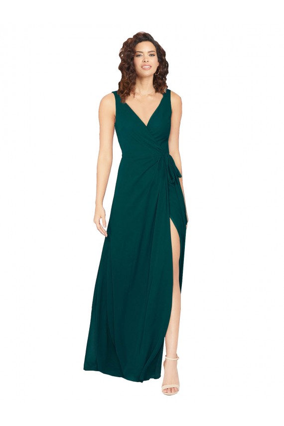 V-Back Chiffon V-Neck Long Sleeveless Evening Gowns / Bridesmaid Dresses Norwich