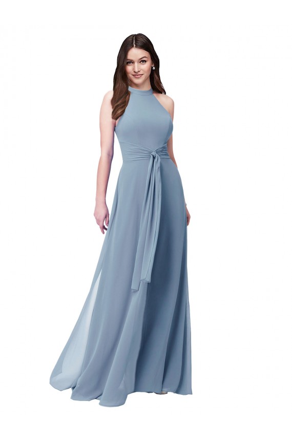 Chiffon Halter Neck Long Sleeveless Bridesmaid Formal Dress Norwich