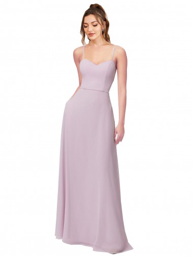 Pink Glow Soft Chiffon Sweetheart Long Sleeveless Bridesmaid Dress Norwich