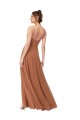 Low Back Soft Chiffon Cowl Neck Long Sleeveless Bridesmaid Dress Norwich