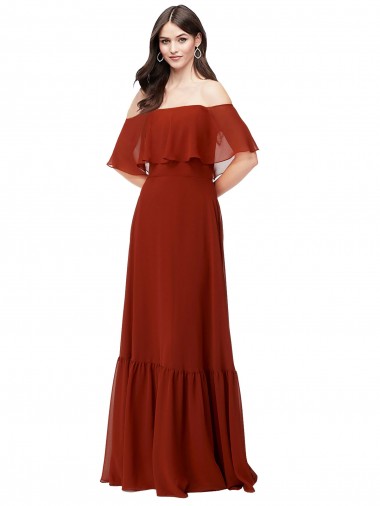 Soft Chiffon Off the Shoulder Long Short Flutter Sleeves Bridesmaid Dress Norwich
