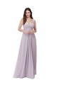 Low Back Pink Glow Soft Chiffon V-Neck Long Sleeveless Bridesmaid Dress Norwich