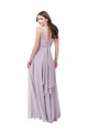 Low Back Pink Glow Soft Chiffon V-Neck Long Sleeveless Bridesmaid Dress Norwich