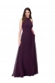 Keyhole Back Grape Soft Chiffon Halter Neck Long Sleeveless Bridesmaid Dress Norwich