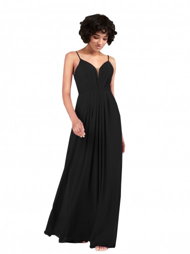 Open Back Soft Chiffon V-Neck Long Sleeveless Formal Evening Gown / Bridesmaid Dress Norwich