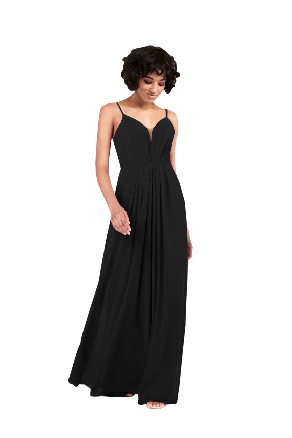 Open Back Soft Chiffon V-Neck Long Sleeveless Formal Evening Gown / Bridesmaid Dress Norwich