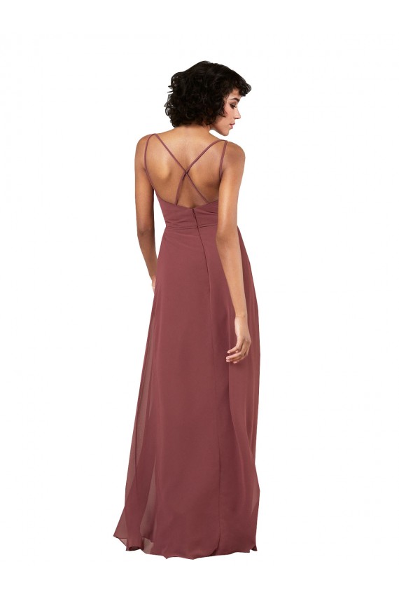 Open Back Soft Chiffon V-Neck Long Sleeveless Formal Evening Gown / Bridesmaid Dress Norwich