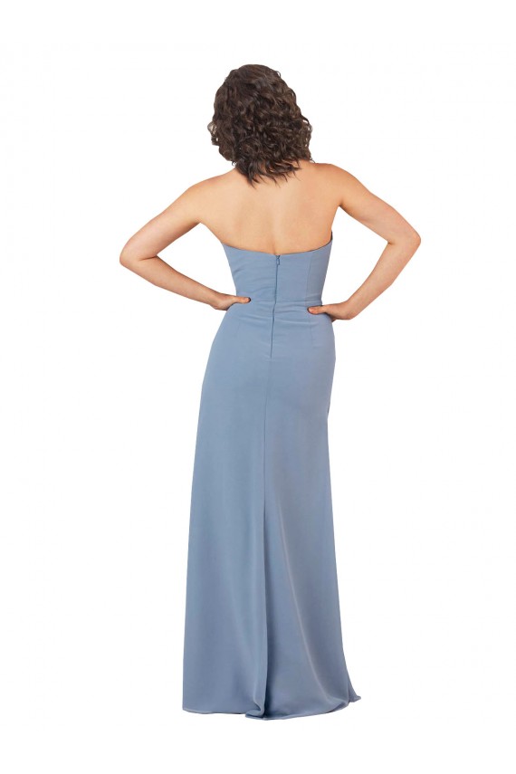 Burgundy Soft Chiffon Strapless Long Sleeveless Bridesmaid Dress Norwich