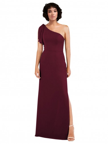 Burgundy Soft Chiffon One Shoulder Long Sleeveless Formal Evening Gown / Bridesmaid Dress Norwich