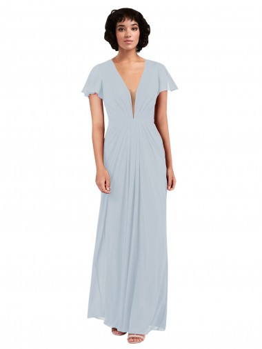 Soft Chiffon V-Neck Long Cap Sleeves Bridesmaid Dress / Formal Dress Norwich