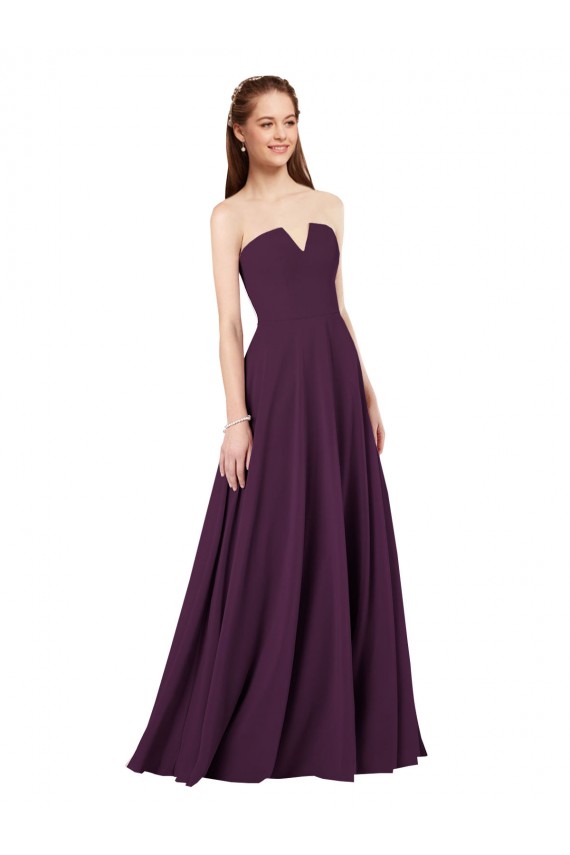 Low Back Soft Chiffon Strapless Long Sleeveless Formal Dress / Bridesmaid Dress Norwich