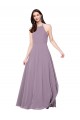 Keyhole Back Dark Lavender Chiffon Halter Neck Long Sleeveless Bridesmaid Dress / Evening Dress Norwich