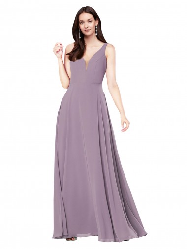 V-Back Soft Chiffon V-Neck Long Sleeveless Formal Evening Gown / Bridesmaid Dress Norwich