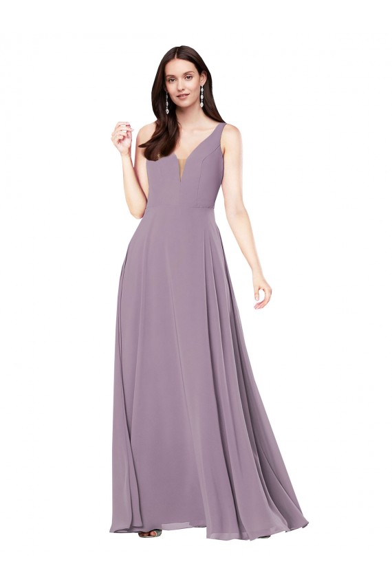 V-Back Soft Chiffon V-Neck Long Sleeveless Formal Evening Gown / Bridesmaid Dress Norwich