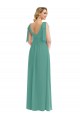 V-Back Icelandic Silver Soft Chiffon V-Neck Long Sleeveless Semi Formal Evening Dress / Bridesmaid Dress Norwich