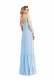 Light Sky Blue Soft Chiffon Spaghetti Straps Long Sleeveless Semi Formal Evening Dress / Bridesmaid Dress Norwich
