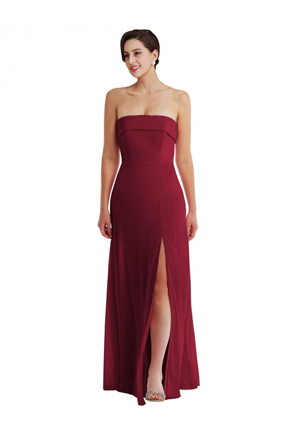 Low Back Soft Chiffon Strapless Long Sleeveless Formal Evening Gown / Bridesmaid Dress Norwich
