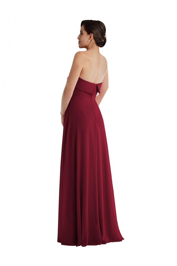 Low Back Soft Chiffon Strapless Long Sleeveless Formal Evening Gown / Bridesmaid Dress Norwich