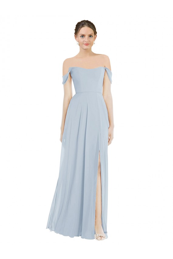 Soft Chiffon Off the Shoulder Long Flounce Sleeves Semi Formal Evening Dress / Bridesmaid Dress Norwich