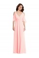 V-Back Soft Chiffon V-Neck Long Cold Shoulder Semi Formal Evening Dress / Bridesmaid Dress Norwich