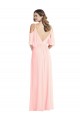 V-Back Soft Chiffon V-Neck Long Cold Shoulder Semi Formal Evening Dress / Bridesmaid Dress Norwich