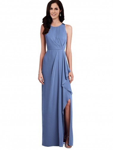 Keyhole Back Soft Chiffon Jewel Neck Long Sleeveless Bridesmaid Dress Norwich