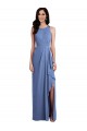 Keyhole Back Soft Chiffon Jewel Neck Long Sleeveless Bridesmaid Dress Norwich