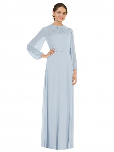 Keyhole Back Soft Chiffon Strapless Long Puff Sleeves Formal Evening Gown / Bridesmaid Dress Norwich