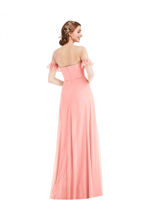 Soft Chiffon Off the Shoulder Long Flutter Sleeves Semi Formal Evening Dress / Bridesmaid Dress Norwich