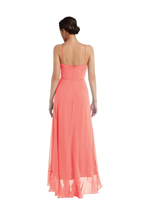 Soft Chiffon Spaghetti Straps Long Sleeveless High Low Bridesmaid Dress Norwich