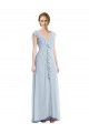 V-Back Sea Glass Soft Chiffon V-Neck Long Sleeveless Black Tie Evening Gown / Bridesmaid Dress Norwich